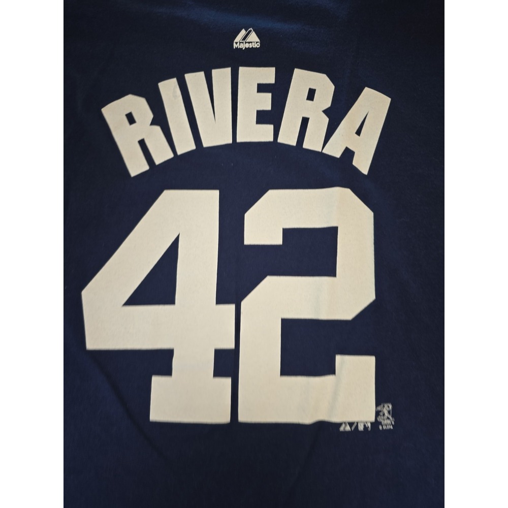 Majestic NY Yankees Rivera 42 T Shirt Navy MLB Baseball Mens 2XLarge